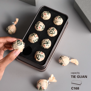 随手礼茶叶龙珠礼盒空盒小沱茶8g六泡装岩茶红茶通用马口铁空铁盒