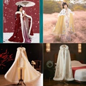 汉服出租斗篷女冬季 新款 加绒戴帽古代披风古风女秀禾披风保暖外套