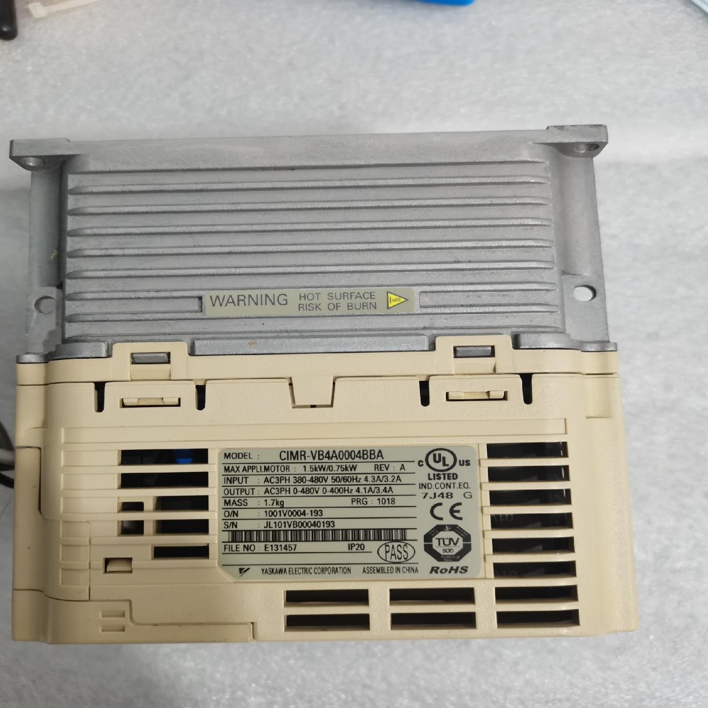 安川变频器,型号:CIMR-VB4A0004BBA,成色85(崽崽配件)