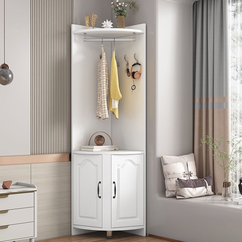 角柜多功能三角衣柜墙角挂衣架卧室拐角置物架子落地欧式门衣帽架