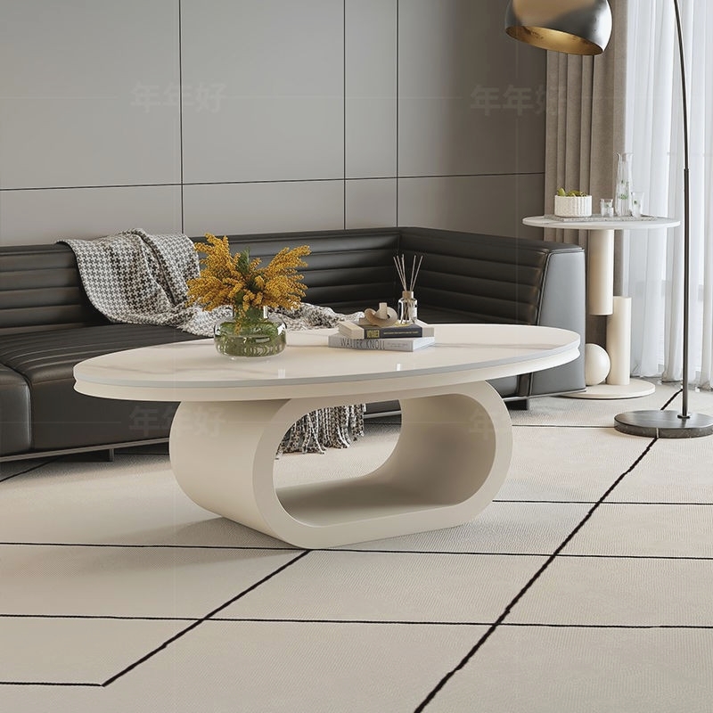 设计师极简轻奢高级感岩板茶几客厅家用现代简约茶桌小户型椭圆形