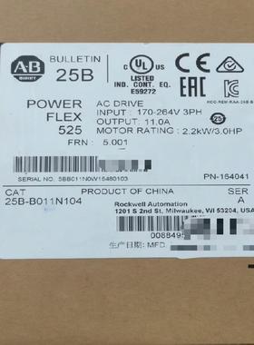 25B-B011N104 交流变频器 2.2kW 全新AB原