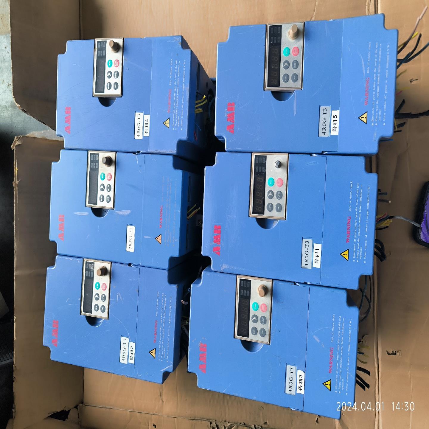 安邦信变频器拆机的6台型号AMB100-4R0G/5R5P-