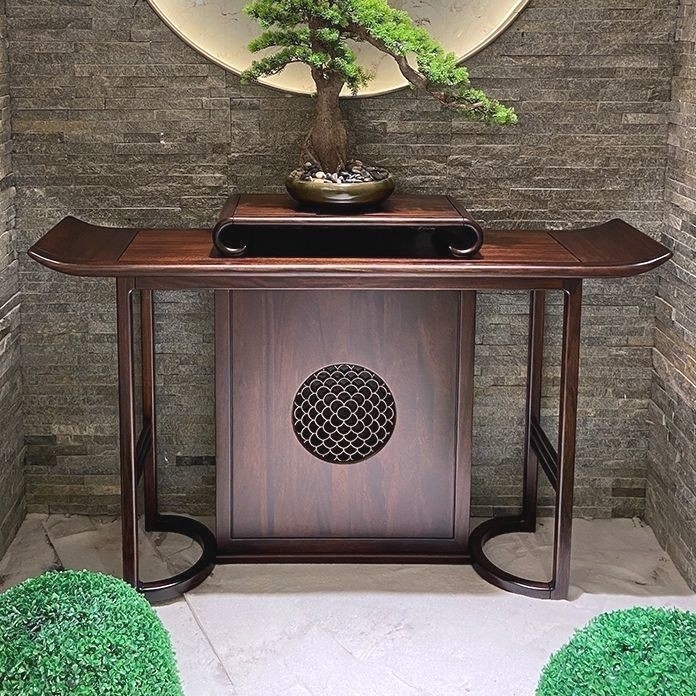 乌金木玄关桌新款中式简约客厅半圆彷古覆古长条现代轻奢古典隔断