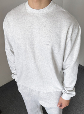 EntryLev松软空气层宽松长袖可调节下摆松紧T恤小领口春秋打底衫