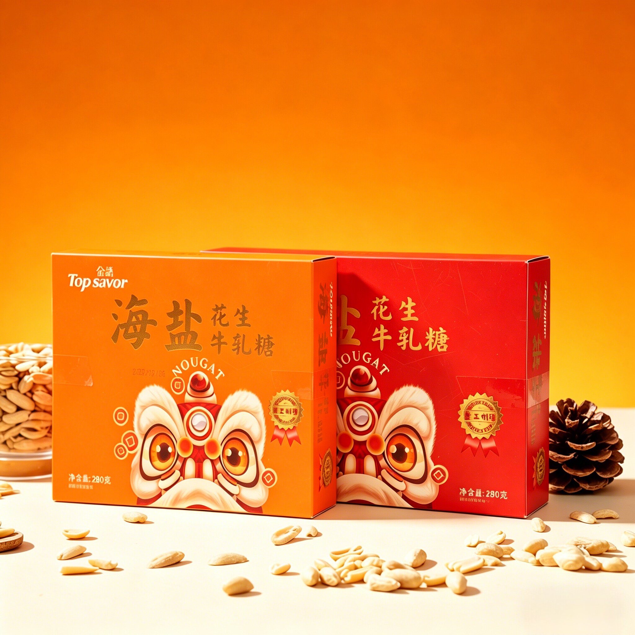 深田一彬海盐花生牛轧糖礼盒装网红零食年货伴手礼传统小吃 280g