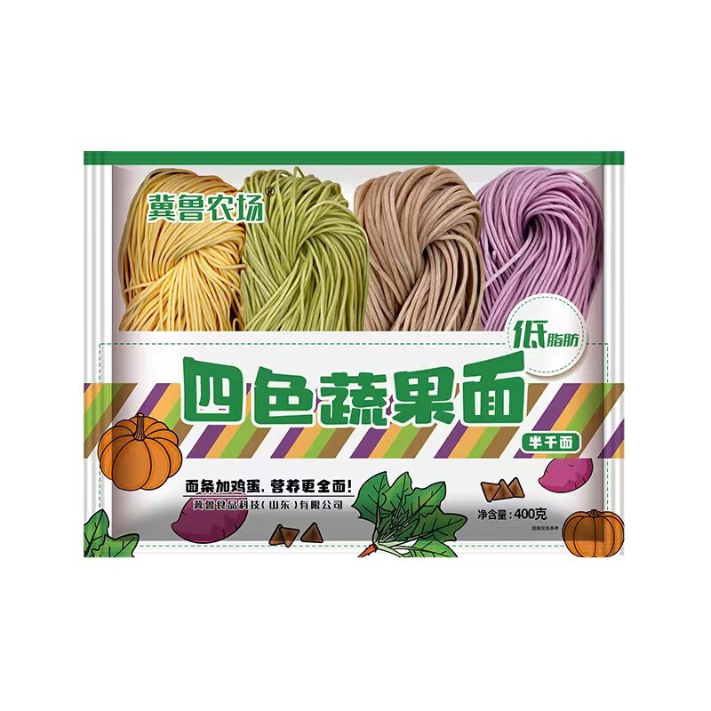 冀鲁农场四色蔬果鲜面条菠菜紫薯龙须面低脂粗杂粮荞麦半干细挂面