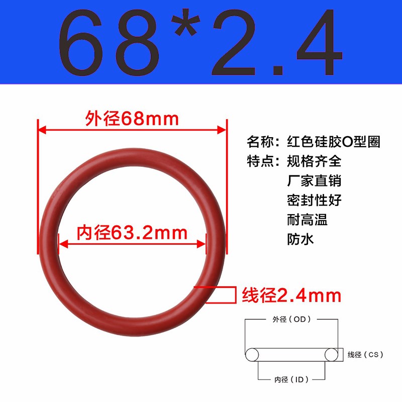硅胶O型圈外径64/65/66/67/68/70/72/75/78/80/82/85/88/90*2.4
