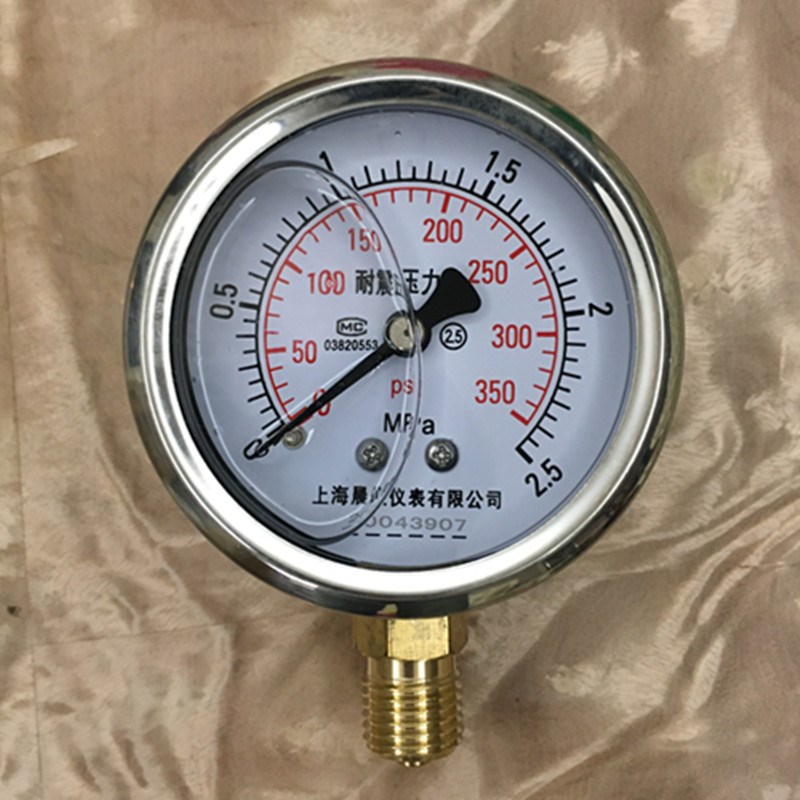 空气压缩机防震压力表0-2.5MPA上海晨仪25kg质量局测试包合格的表