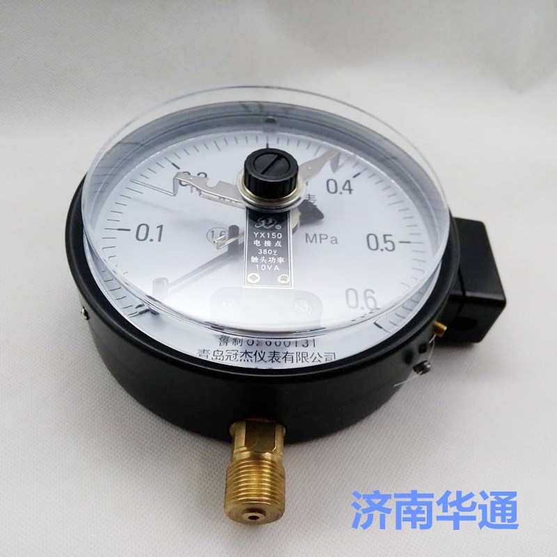 YX-150青岛冠杰电接点压力表10VA上下限控制压力开关控制器水表