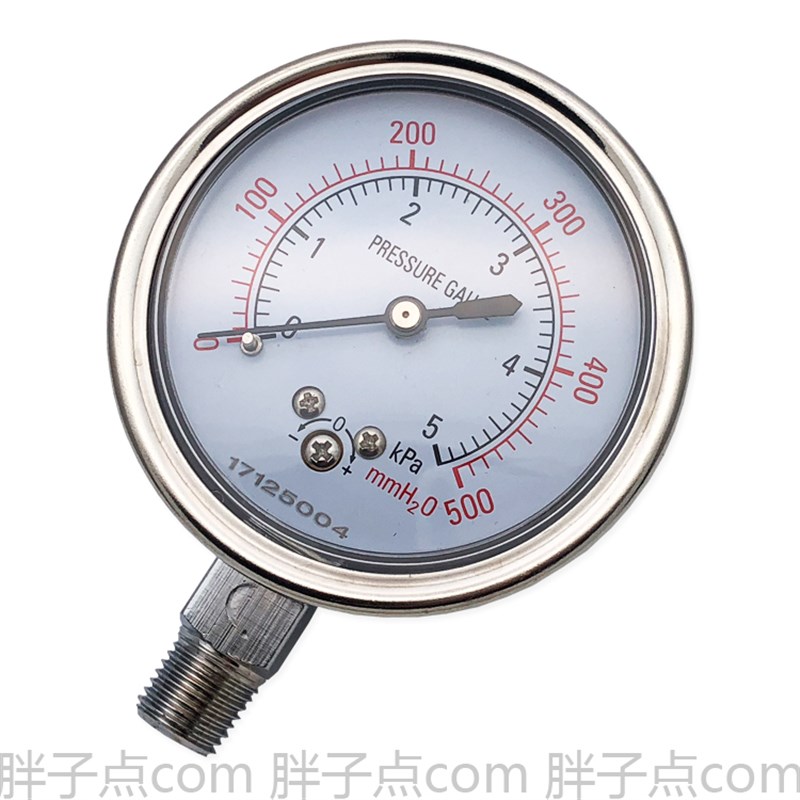 YE60膜盒压力表0-5kPa过压保护型微压表500mmH2O瓦斯千帕表调零