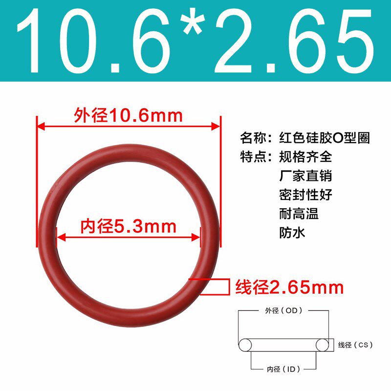 硅胶O型圈内径3/4/4.5/5/5.3/5.5/5.8/6/6.9/7.1/7.6/8/8.5*2.65