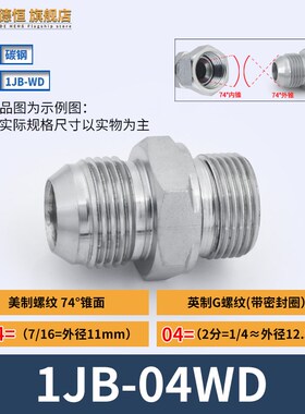 1JB/1JM直通过渡接头美制JIC螺纹74外锥转英制G螺纹ED密封圈WD