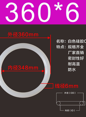 矽胶O型圈外径36h0/365/370/375/380/385/390/395/400*6