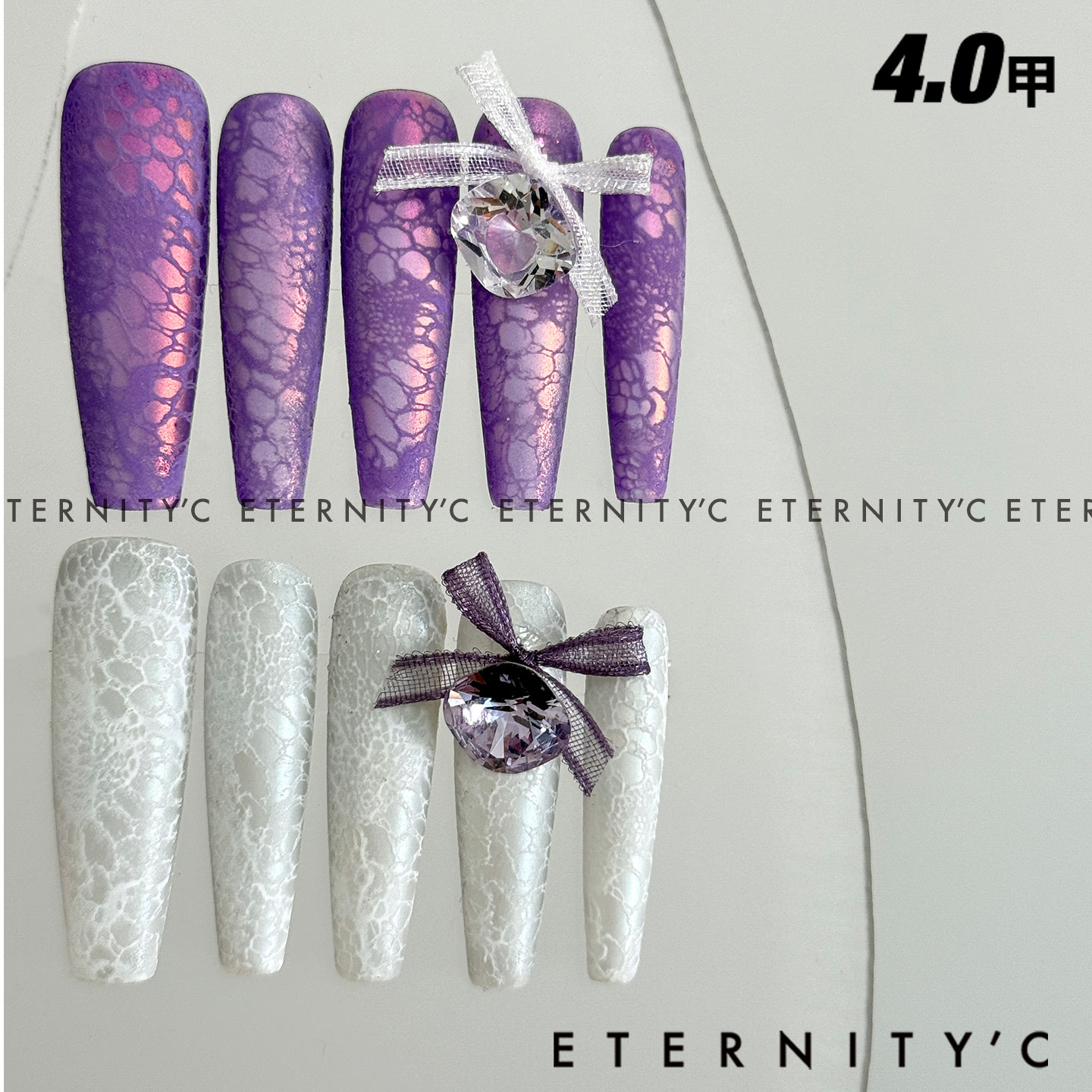 C+蕾丝幻光 亚文化新款高级小众欧美超长重工轻奢美甲穿戴甲手工