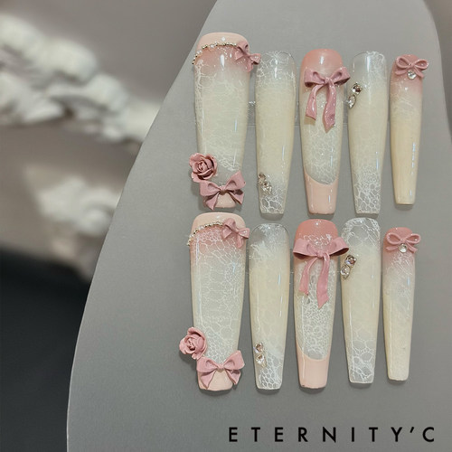 C+茜茜公主 亚文化新款欧美小众高级绝美手工重工超长美甲穿戴甲