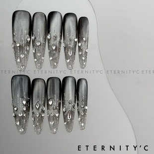 C+银霜星钻2025新款高级绝美轻奢超长法式手工重工美甲穿戴甲指甲