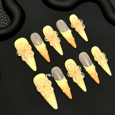 C+小黄花花2025新款亚文化高级中长款欧美小众美甲穿戴甲重工手工