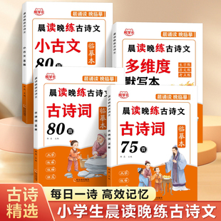 小学生语文晨读晚练古诗文临摹本同步练字帖人教版小学75+80首古诗词一二三四五六年级上册下册同步练习册小古文描红本RJ
