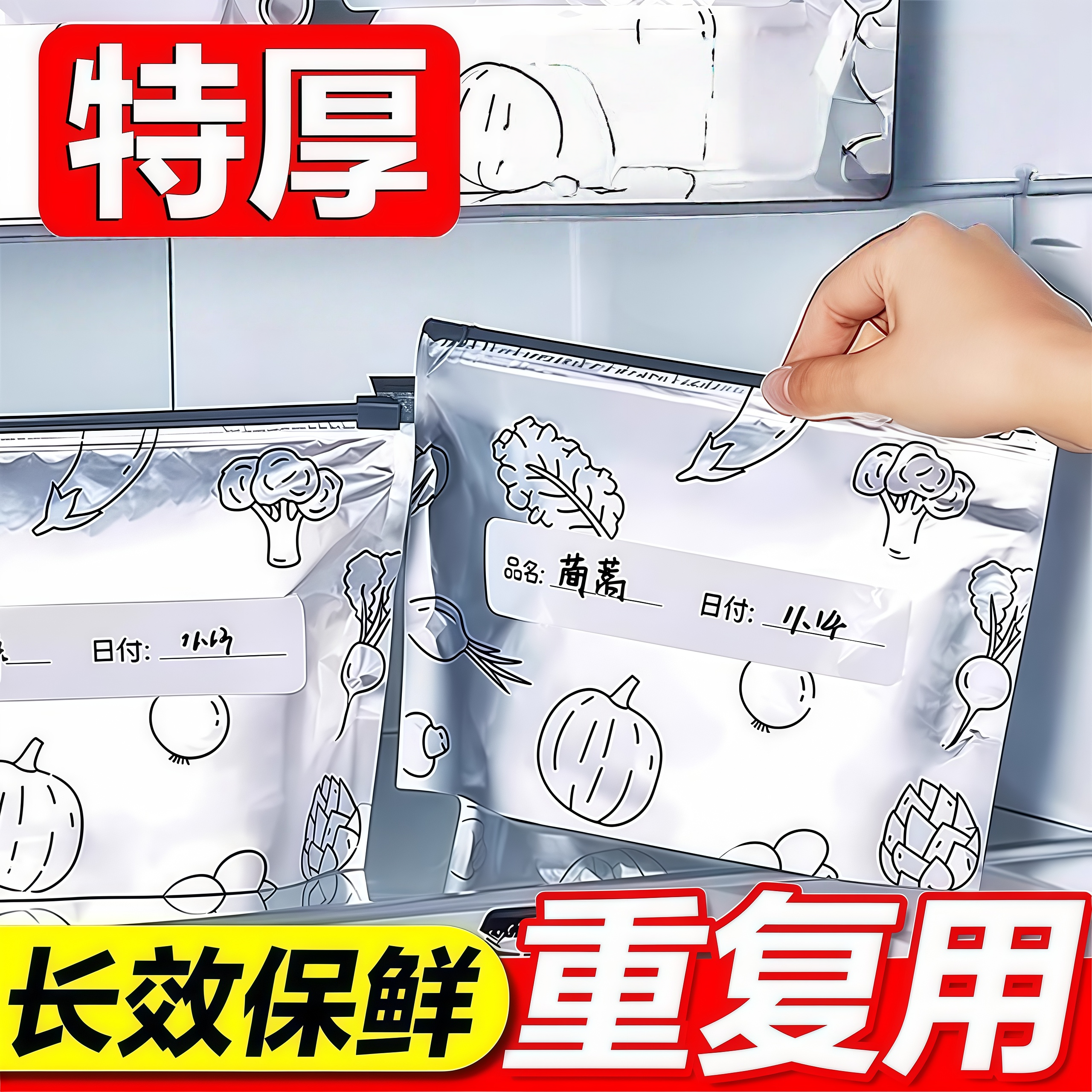 冰箱专用铝箔保鲜袋食品级冷冻冷藏密封袋自封袋拉链式食品级封口,餐饮具,保鲜膜套,淘宝优惠券,粉丝福利购,淘宝优惠卷