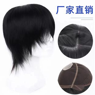 男士假发 全手织递针旋头套真实自然硬网毛坯真人发发套 假发工厂