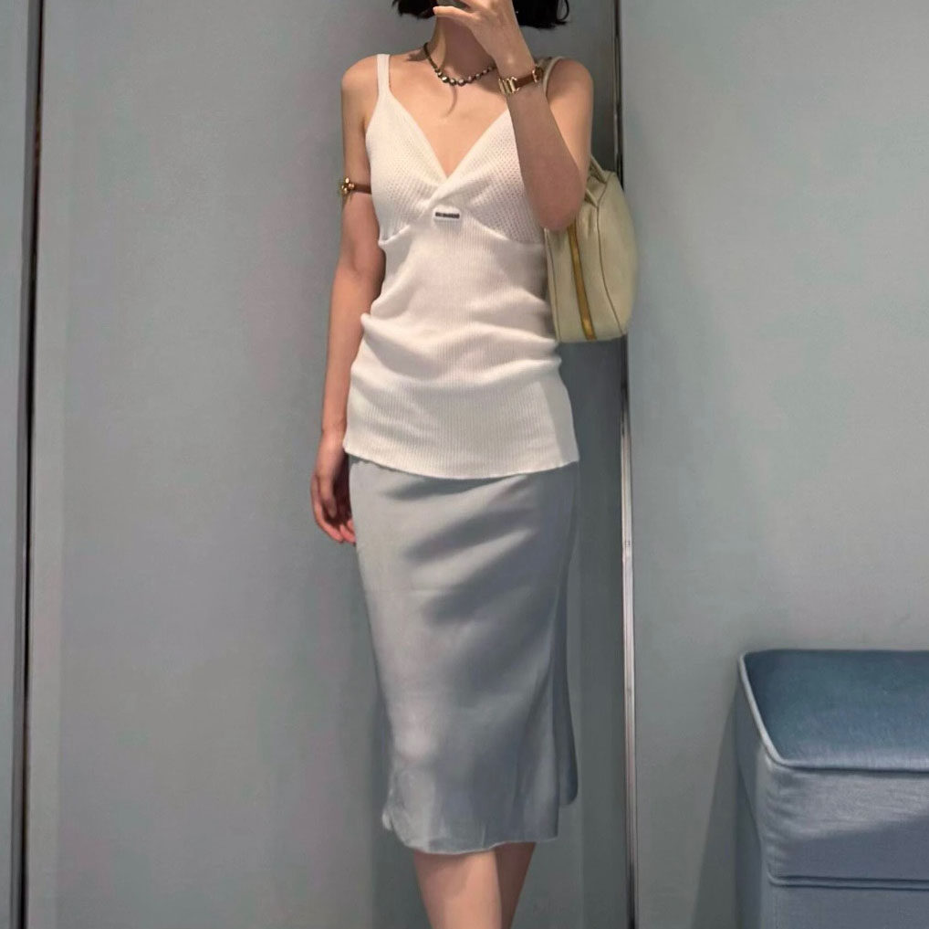 棉线修身显瘦V领针织背心吊带女