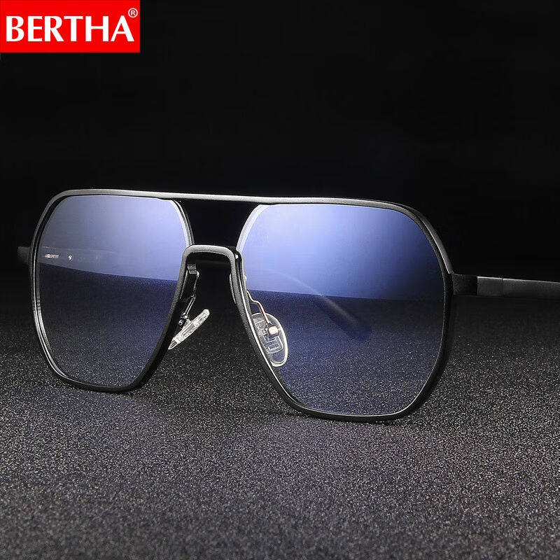 贝尔莎(BERTHA)变色防蓝光眼镜男抗蓝光防辐射平光电脑护目镜飞行