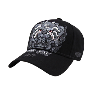 Doodays国潮龙之九子系列狴犴弯檐沿刺绣棒球帽中国风硬顶鸭舌帽