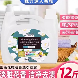 护色香氛 12斤山茶花洗衣液6kg持久留香深层清洁超值家庭大桶装