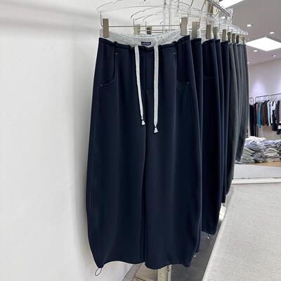 恩米娅2025秋季新款拼色腰头显瘦百搭弯刀裤休闲显瘦长裤女卫裤