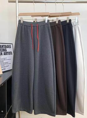 素心轻奢 2025冬加绒高腰显瘦百搭宽松直筒卫裤休闲阔腿长裤15058