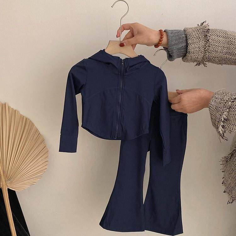女童休闲运动套装2025春季韩版修身长袖连帽外套中大童瑜伽喇叭裤,童装/婴儿装/亲子装,套装,淘宝优惠券,粉丝福利购,淘宝优惠卷
