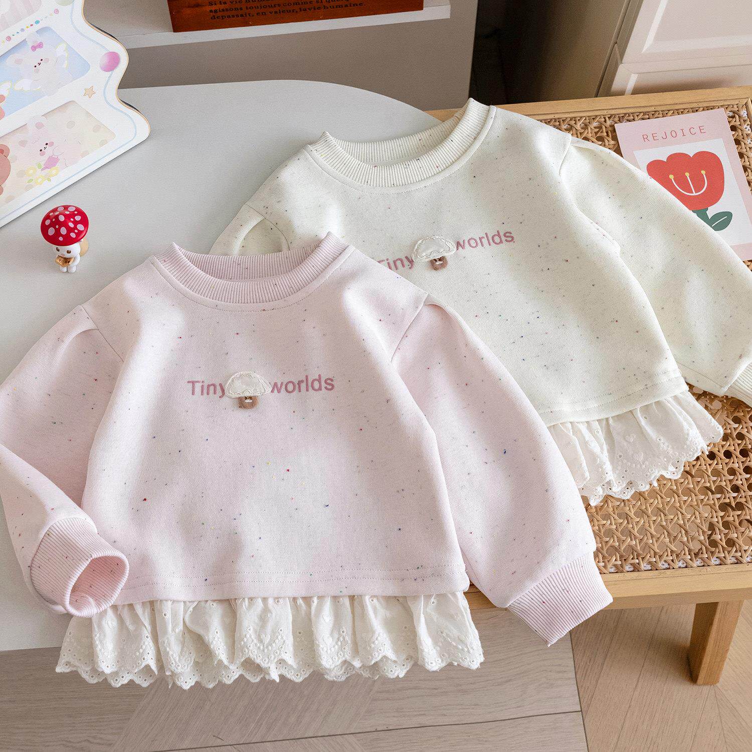 女童韩版卫衣25秋季新款时尚百搭打底衫女宝春秋公主裙摆套头上衣