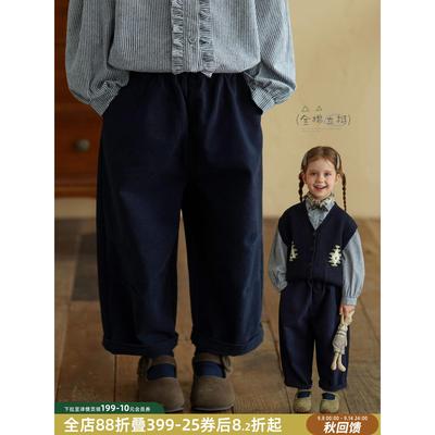 烟台家童装女童裤覆古纯棉休闲裤2025秋季新款儿童女童后宫裤