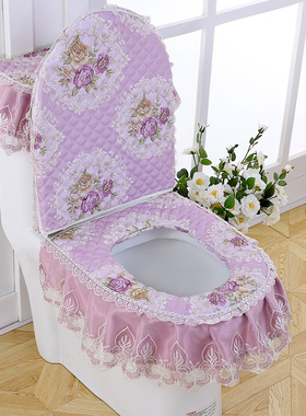 三件套欧式新款绿色灰色紫色外套式卫生间拉链式垫套坐便盖马桶套