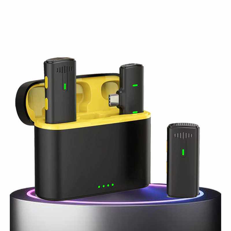 新款无线领夹麦克风K10一拖二直播降噪多功能充电仓款麦声卡智能