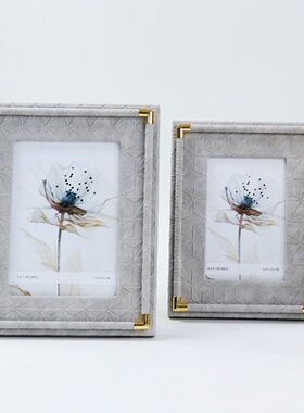 新款创意皮革相框首饰托盘组合搭配家居纸巾盒样板房卧室饰品摆件