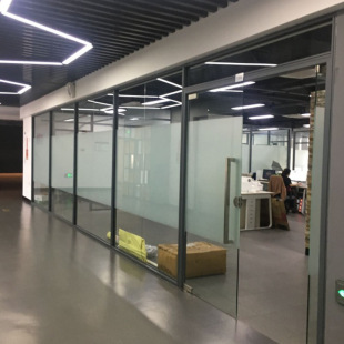 办公室家具高隔断隔墙屏风 铝合金双层磨砂玻璃隔断  办公室隔墙