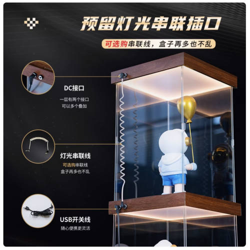 适用BEARPANDA TACCO玫瑰狐娘BARA追视眼防尘灯箱款亚克力收纳盒