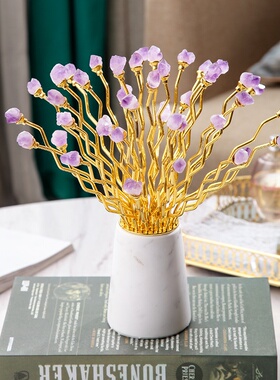 现代轻奢样板间感摆件客厅天然紫色植物花开富贵装饰家居饰品