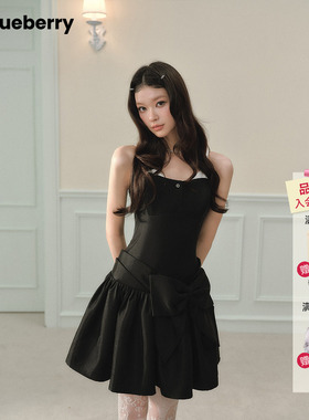 ablueberry【C位战袍·小黑裙】蝴蝶结收腰连衣裙圣诞生日礼服裙