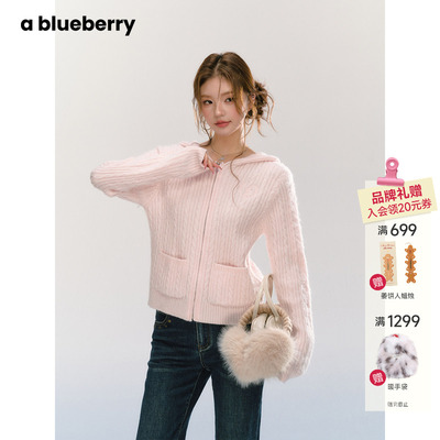 ablueberry复古麻花针织开衫女