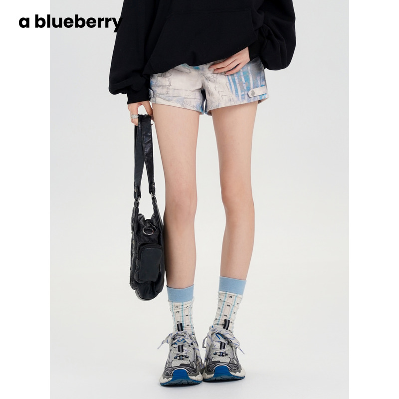 超酷辣扎染短裤短裤Ablueberry