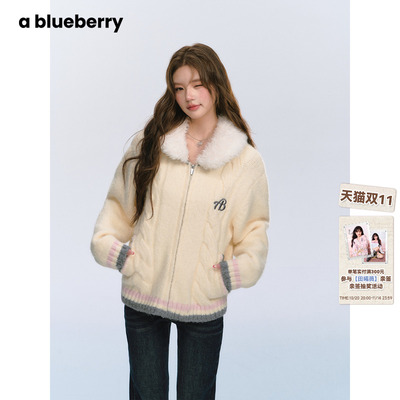 ablueberry麻花毛衣外套女秋冬