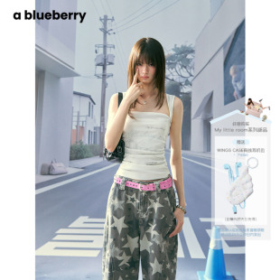 ablueberry白色吊带背心女夏外穿设计感美式辣妹翅膀绣花无袖上衣