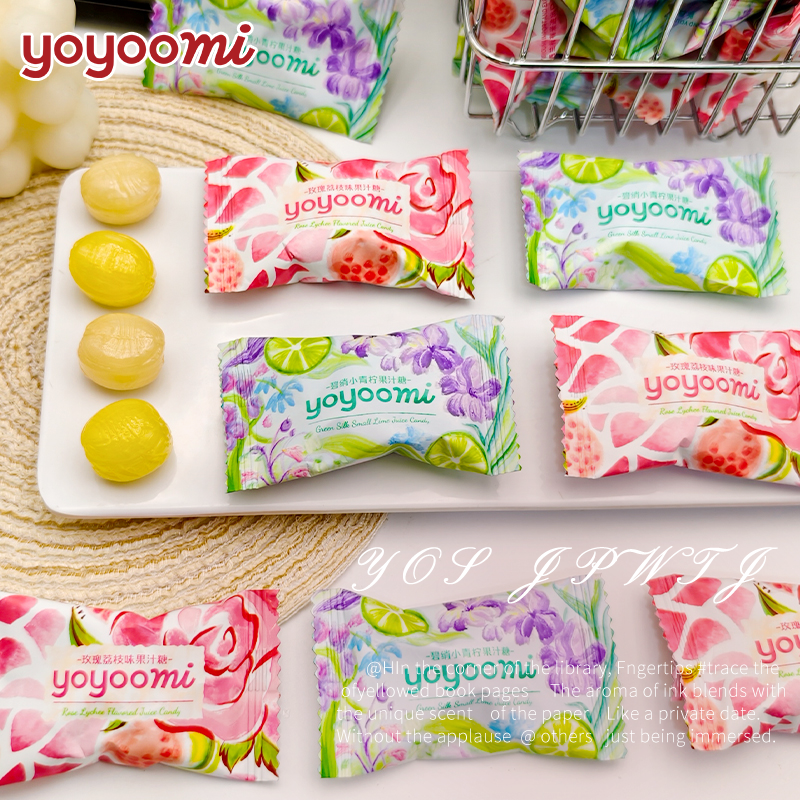 新西兰yoyoomi有有米玫瑰荔枝青柠味果汁硬糖果批发结婚招待喜糖