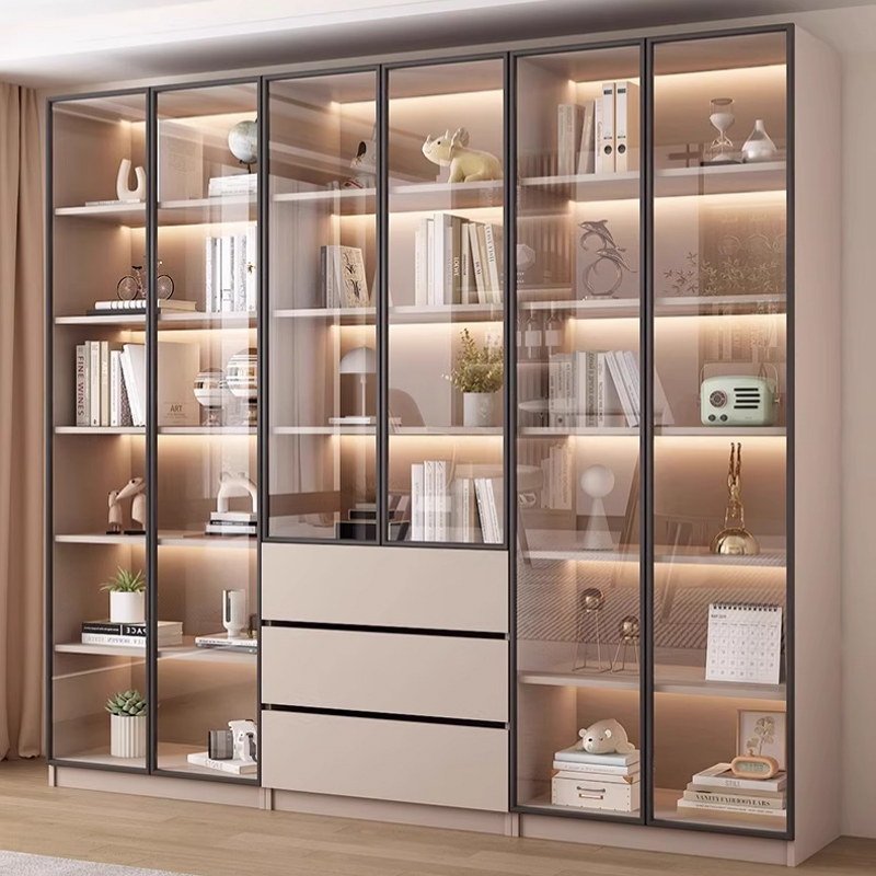 书柜书架一体靠墙落地置物架