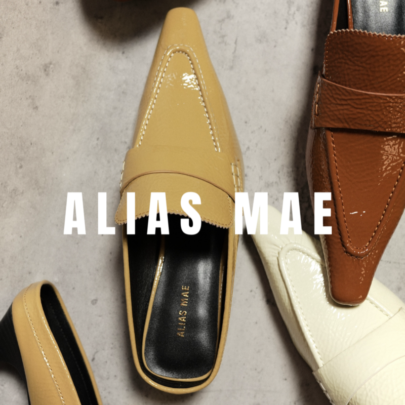 ALIASMAE时髦小方头牛皮半拖