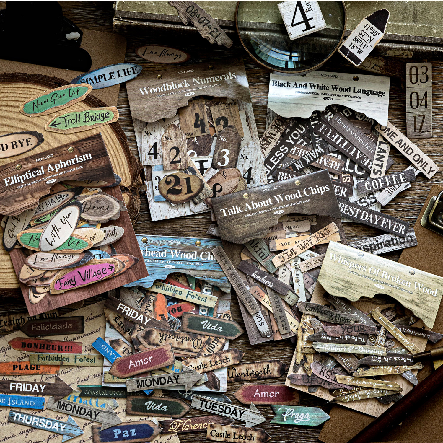 美式复古特种纸英文贴纸包 高级感纸间木语箭头数字星标符号ins风手账DIY拼贴装饰素材贴画,文具电教/文化用品/商务用品,贴纸/立体贴纸,淘宝优惠券,粉丝福利购,淘宝优惠卷