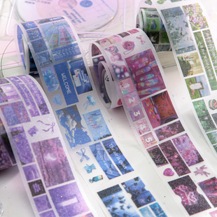 梦核轨迹闪砂切膜胶带 高级感韩系ins风英文风景文字素材 多样场景插画学生咕卡手账手机壳装饰拼贴素材贴画